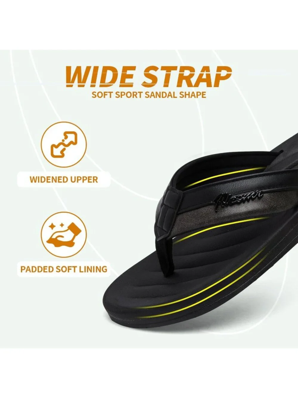 Men's Black Polyurethane Flip Flops Comfortable Outdoor Thong Sandals Casual